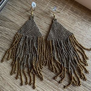 Ink and Alloy Fringe Earrings